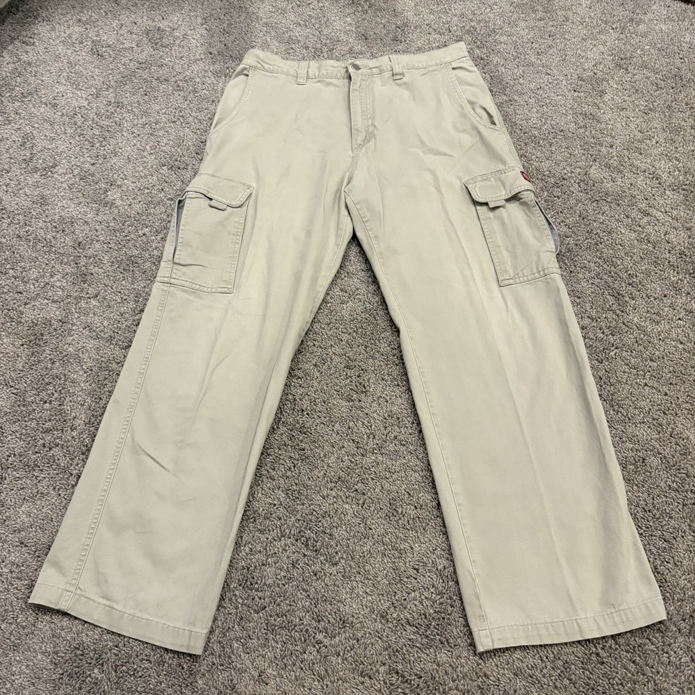 Vintage Y2K Quiksilver Mens 32x30 Beige Cargo Pants Baggy Skater G105281PO